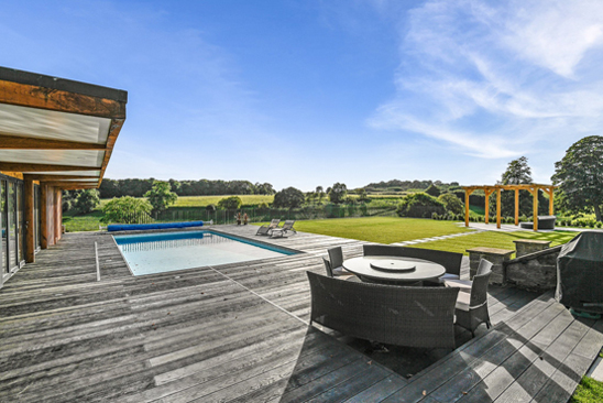 doma architects pool house sicklinghall view across terrace